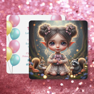 Invitación Cumpleaños de niña Cottagecore con animales del bo