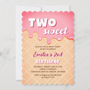 Invitación Cumpleaños de niña de 2 años con tema de helado du