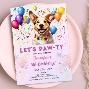 Invitación Cumpleaños de niña de 5 años Fiesta de cachorros