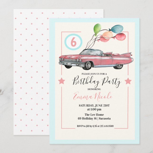Invitación CUMPLEAÑOS DE NIÑA DE CUALQUIER EDAD - Fiesta de C (Anverso / Reverso)