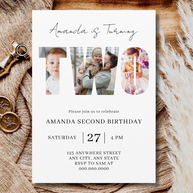 Invitación Cumpleaños de niña de dos años segunda fiesta de c (Subido por el creador)