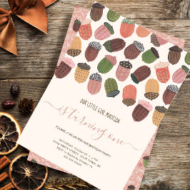 Invitación Cumpleaños de niña de encanto de bellotas rosadas 