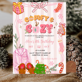 Invitación Cumpleaños de niña de fiesta de pijamas de Navidad
