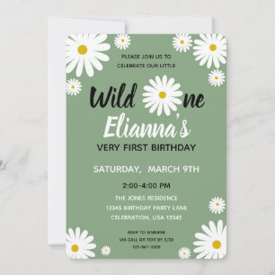 Invitación Cumpleaños de niña de flor de margarita salvaje