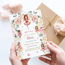 Invitación Cumpleaños de niña de hadas caprichoso y floral en