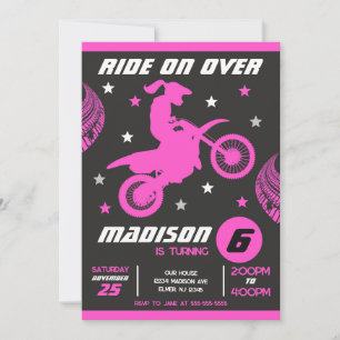 Invitación Cumpleaños de niña de moto de cross