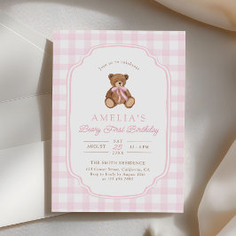 Invitación Cumpleaños de niña de osito de peluche
