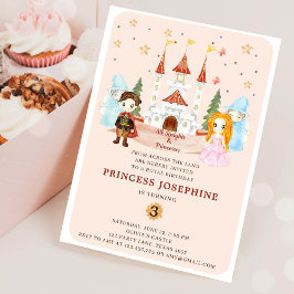 Invitación Cumpleaños de niña de princesas y caballeros