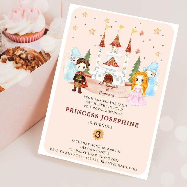 Invitación Cumpleaños de niña de princesas y caballeros (Subido por el creador)