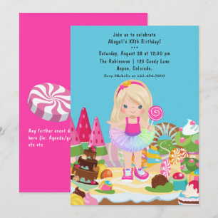 Invitación Cumpleaños de niña de tutú en Candy Land