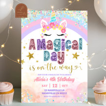 Cumpleaños de niña de unicornio mágico de arcoíris