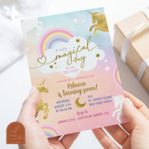 Cumpleaños de niña de unicornio mágico dorado colo