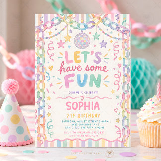 Invitación Cumpleaños de niña divertido y colorido pastel