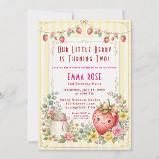 Invitación Cumpleaños de niña dulce como una baya 2 
