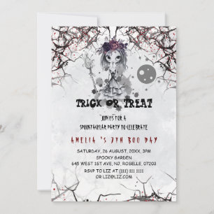 Invitación Cumpleaños de niña Emo Gótica Linda