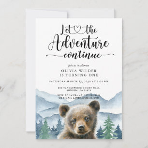 Invitación Cumpleaños de niña en bosque de montaña con acuare