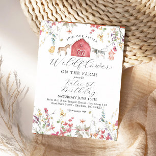 Invitación Cumpleaños de niña en granja de flores silvestres
