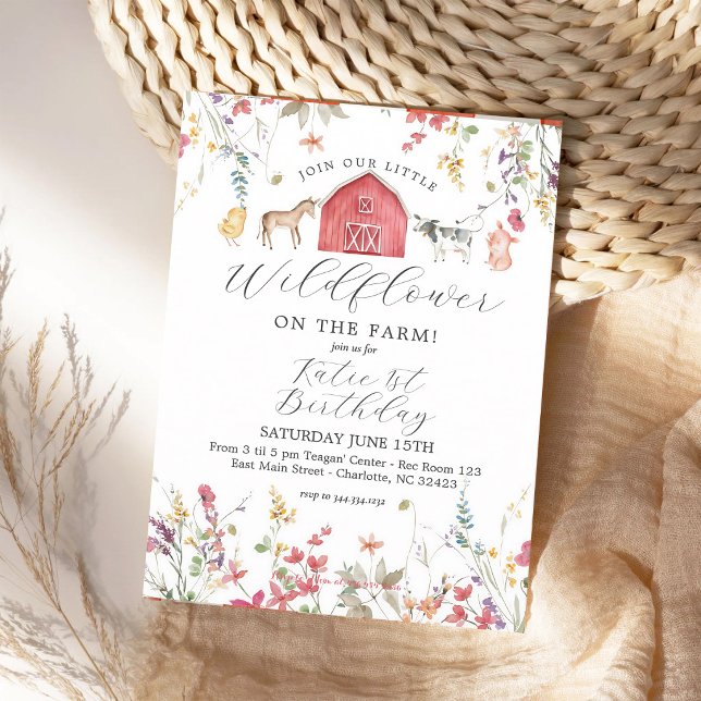 Invitación Cumpleaños de niña en granja de flores silvestres (Subido por el creador)