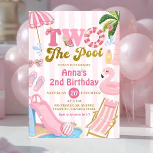 Invitación Cumpleaños de niña en la fiesta junto a la Piscina