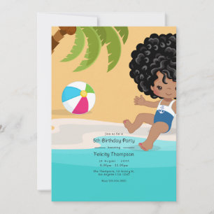 Invitación Cumpleaños de niña en la playa de verano