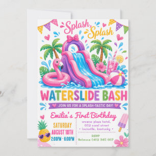 Invitación Cumpleaños de niña en tobogán de agua de verano