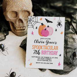 Invitación Cumpleaños de niña espeluznante de Halloween rosa