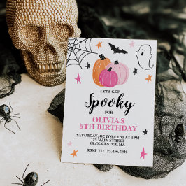 Invitación Cumpleaños de niña espeluznante de Halloween rosa