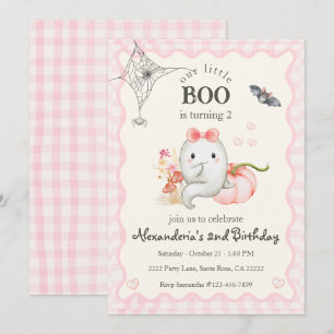 Invitación Cumpleaños de niña fantasma linda en rosa