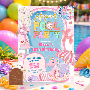 Invitación Cumpleaños de niña fiesta de pijamas retro prep en