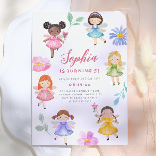 Invitación Cumpleaños de niña floral acuarela jardín de hadas