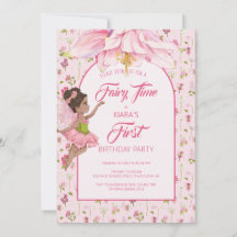 Cumpleaños de niña hada de flor acuarela