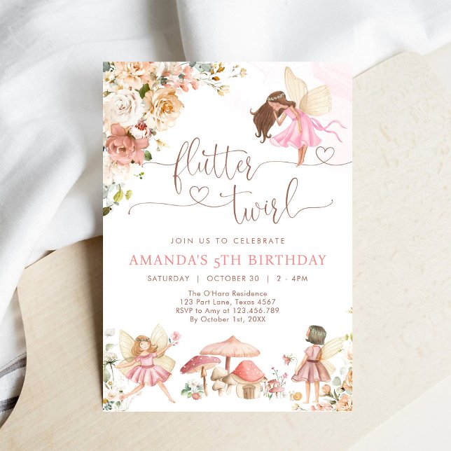 Invitación Cumpleaños de niña hada de flores silvestres revol (Subido por el creador)