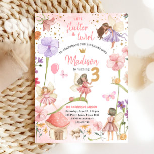 Invitación Cumpleaños de niña hada jardín mágico del bosque