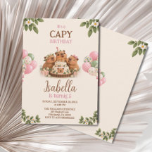 Cumpleaños de niña Kawaii rosa lindo de Capybara C