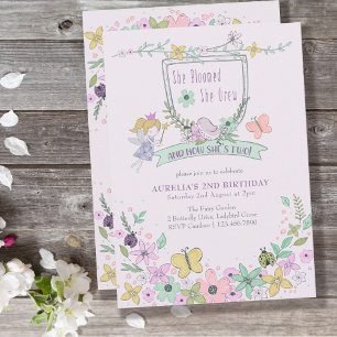 Invitación Cumpleaños de niña linda 2do Jardín de flores de h