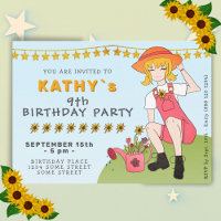 Cumpleaños de niña linda de jardinería con flores