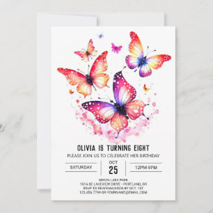 Invitación Cumpleaños de niña mariposa personalizado en línea