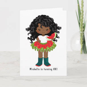 Invitación Cumpleaños de niña negra americana con tutú de san