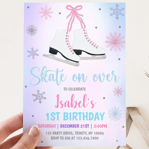 Invitación Cumpleaños de niña patinando sobre hielo