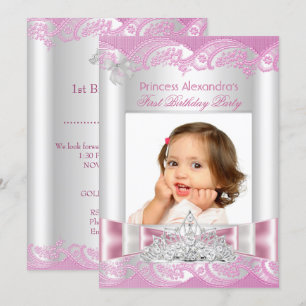 Invitación Cumpleaños de niña pequeña princesa primera fiesta