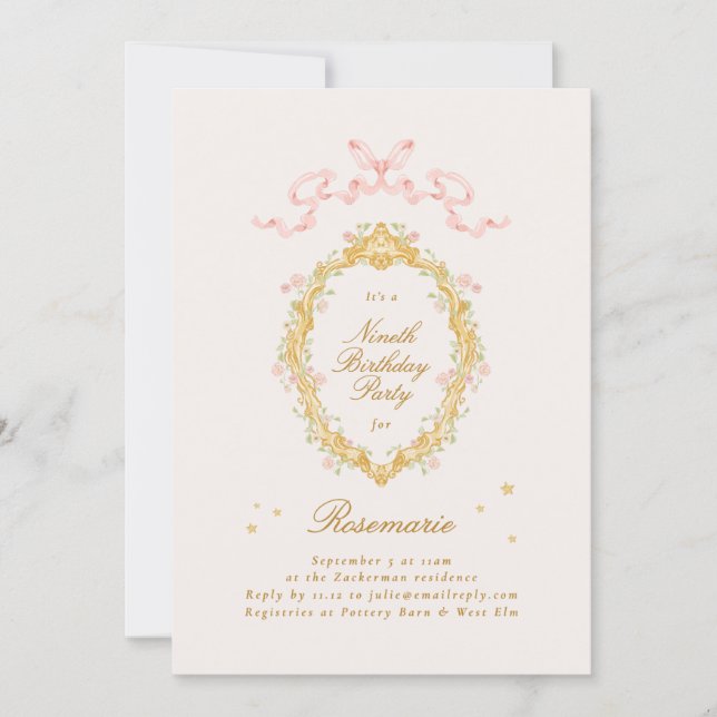 Invitación Cumpleaños de niña princesa de cuento de hadas arc (Anverso)