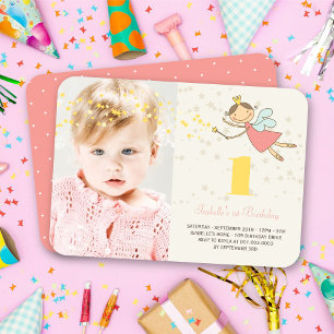 Invitación Cumpleaños de Niña Princesa Hada Caprichosa 1er cu