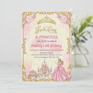 Invitación Cumpleaños de niña rosa para siempre una princesa 