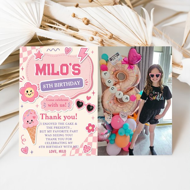 Invitación Cumpleaños de niña rosa retro (Subido por el creador)