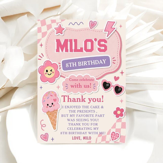 Invitación Cumpleaños de niña rosa retro (Subido por el creador)