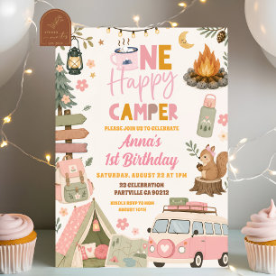 Invitación Cumpleaños de niña rosa sonrojado una feliz campis