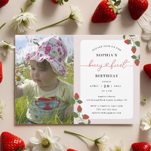 Invitación Cumpleaños de niña rústico elegante con bayas por
