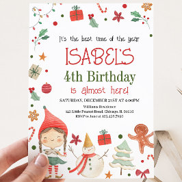 Invitación Cumpleaños de niña Santa Elfo