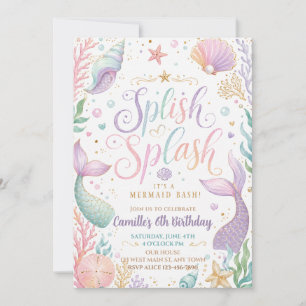 Invitación Cumpleaños de niña sirena de pastel