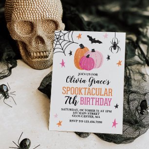 Invitación Cumpleaños de niña Spooktacular de Halloween rosa